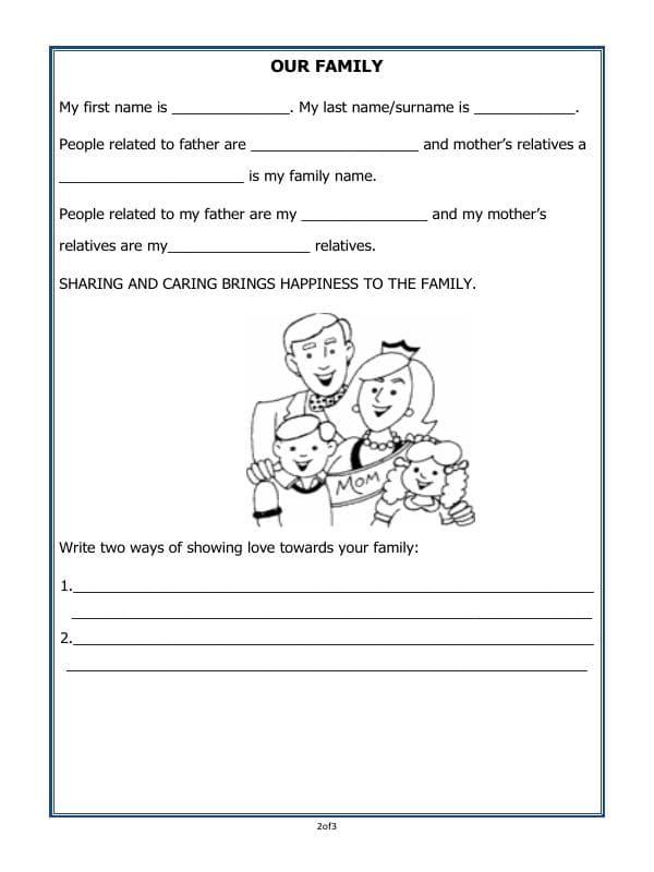 A2ZWorksheets:Science-Humans-Family