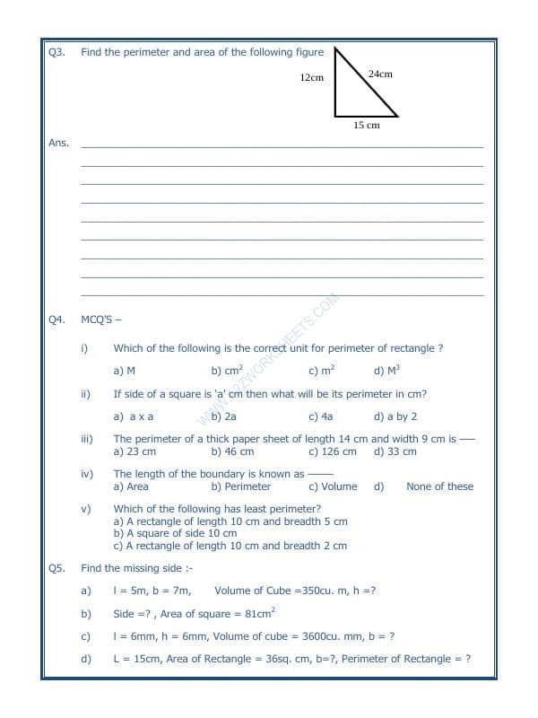 A2ZWorksheets:Maths-Measurement-Area, Volume and Perimeter-01