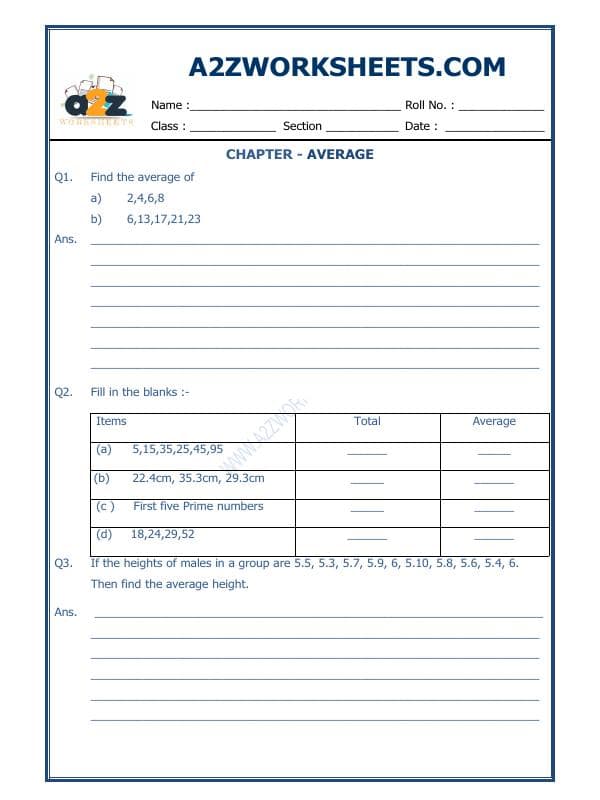 A2ZWorksheets:Maths-Average-Average-01
