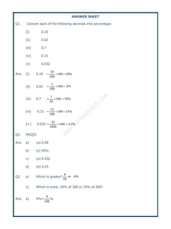 A2ZWorksheets:Maths-Percentage-Percentage-01