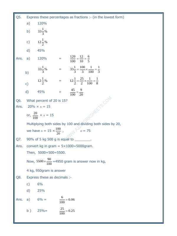 A2ZWorksheets:Maths-Percentage-Percentage-01