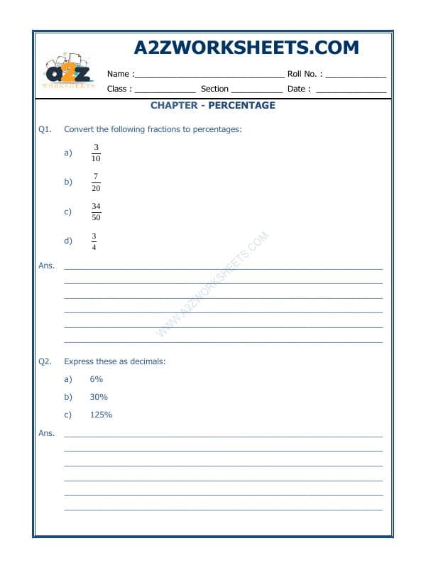 A2ZWorksheets:Maths-Percentage-Percentage-02