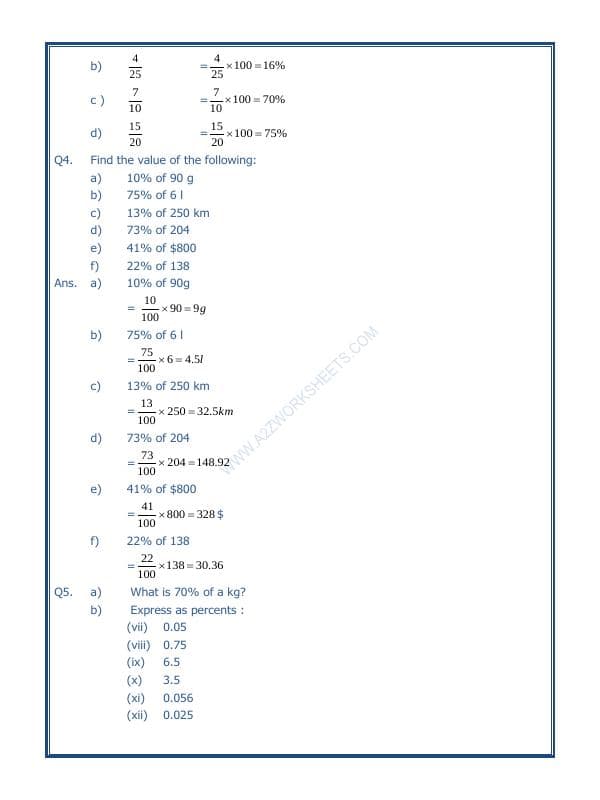 A2ZWorksheets:Maths-Percentage-Percentage-02