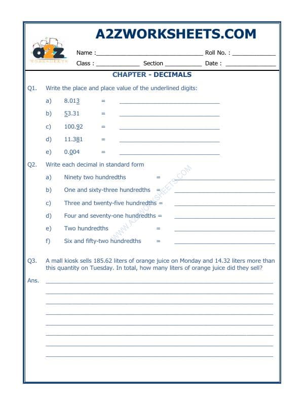 A2ZWorksheets:Maths-Decimals-Decimals-04