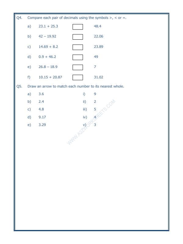 A2ZWorksheets:Maths-Decimals-Decimals-04