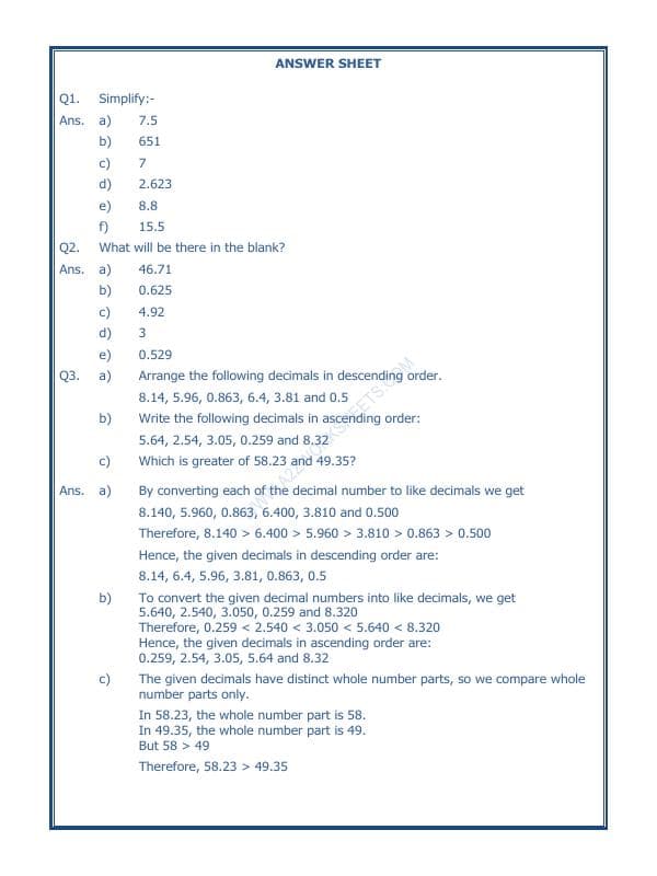 A2ZWorksheets:Maths-Decimals-Decimals-05