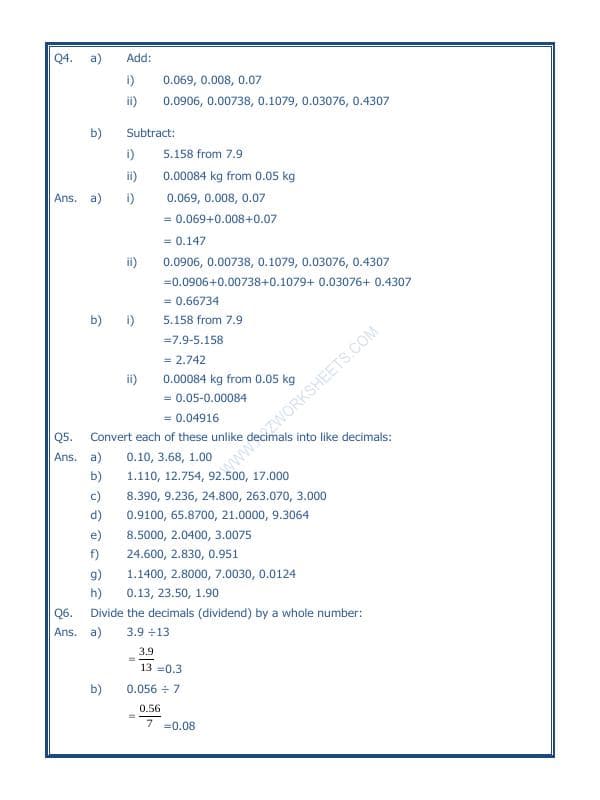 A2ZWorksheets:Maths-Decimals-Decimals-05