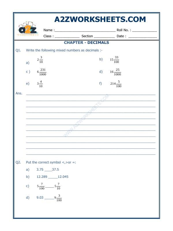 A2ZWorksheets:Maths-Decimals-Decimals-06