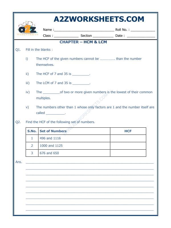 A2ZWorksheets:Maths-LCM and HCM-Hcf and Lcm-01