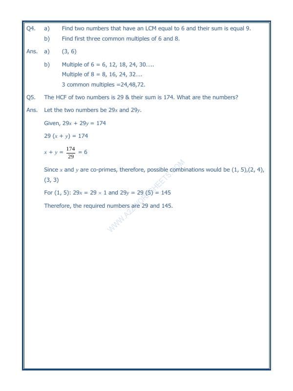 A2ZWorksheets:Maths-LCM and HCM-Hcf and Lcm-01