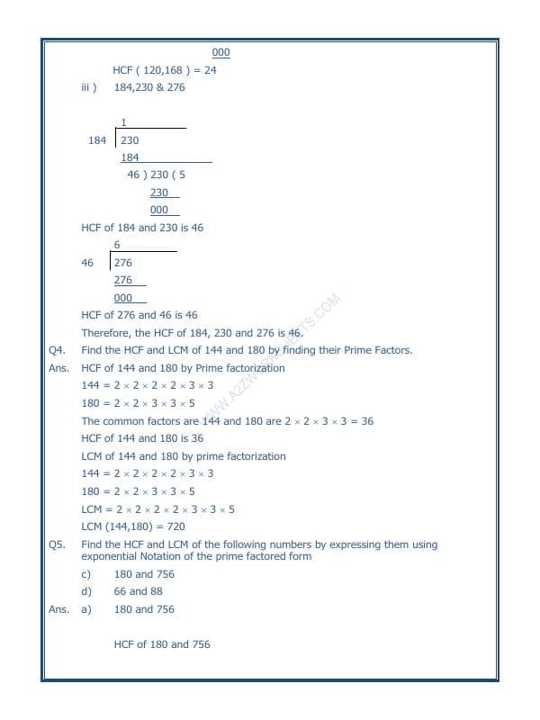 A2ZWorksheets:Maths-LCM and HCM-Hcf and Lcm-03