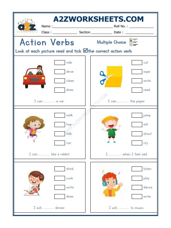 A2ZWorksheets:English-Grammar-Action Verbs-04