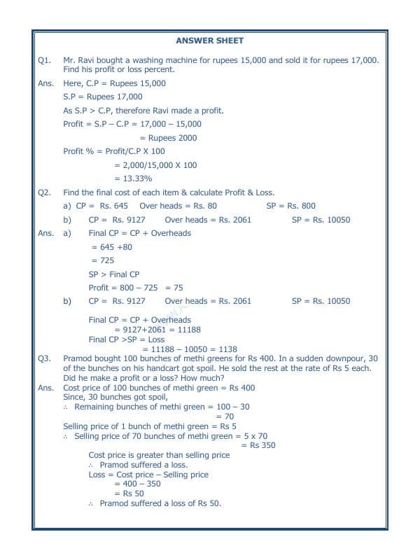 A2ZWorksheets:Maths-Measurement-Profit And Loss-06