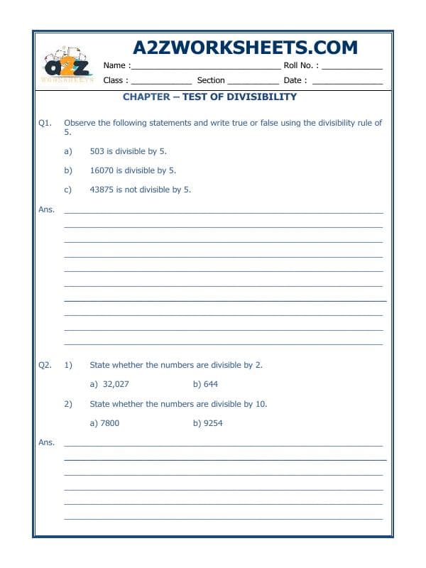 A2ZWorksheets:Maths-Division-Test Of Divisibility-02