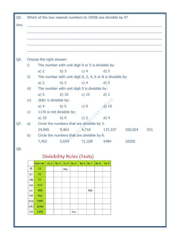 A2ZWorksheets:Maths-Division-Test Of Divisibility-04