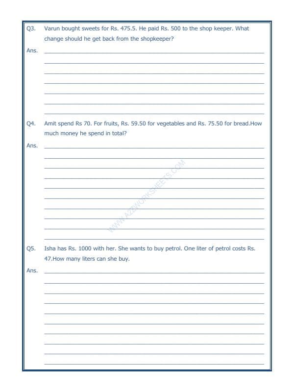 A2ZWorksheets:Maths-Data Handling-Preparing Bills - 02