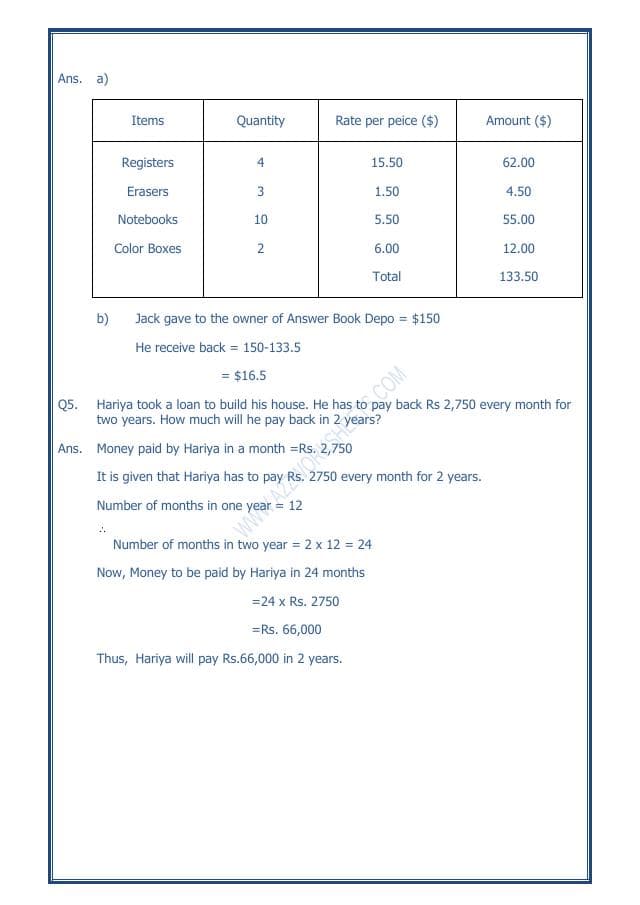 A2ZWorksheets:Maths-Data Handling-Preparing Bills - 03