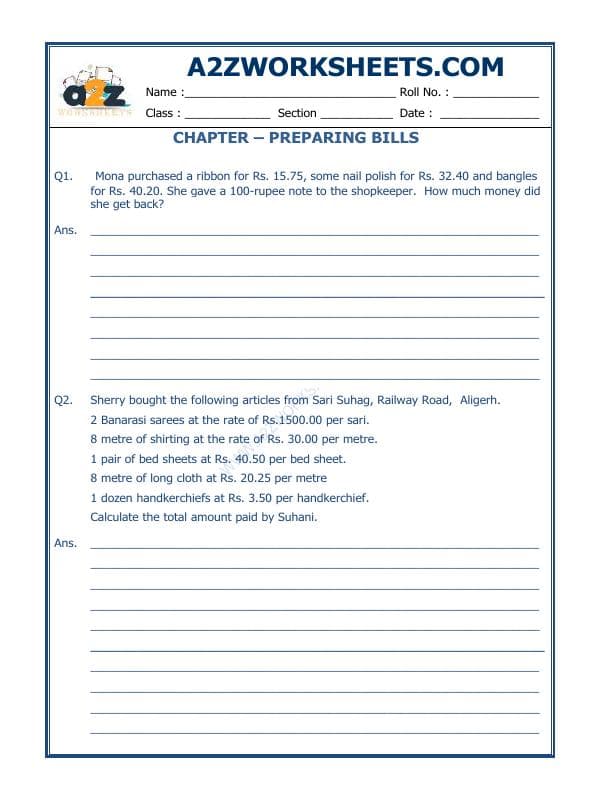 Preparing Bills - 05