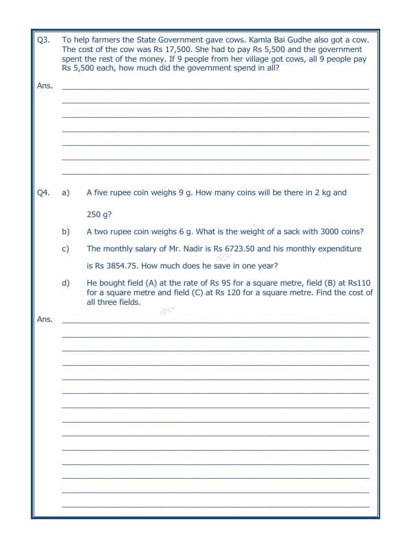 A2ZWorksheets:Maths-Data Handling-Preparing Bills - 05