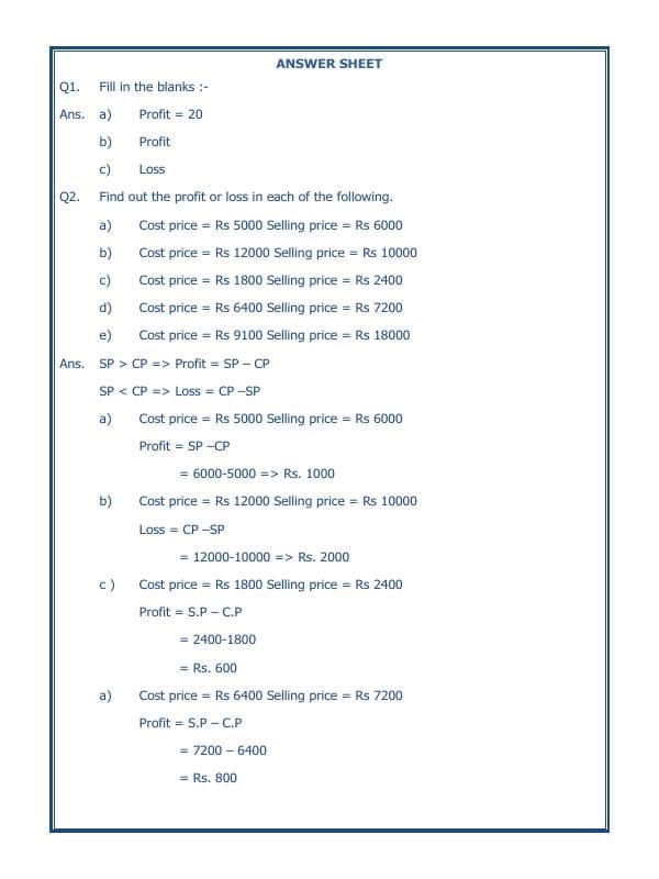 A2ZWorksheets:Maths-Measurement-Profit And Loss-07