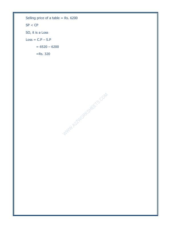 A2ZWorksheets:Maths-Measurement-Profit And Loss-07