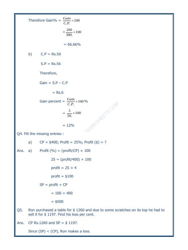 A2ZWorksheets:Maths-Measurement-Profit And Loss-08