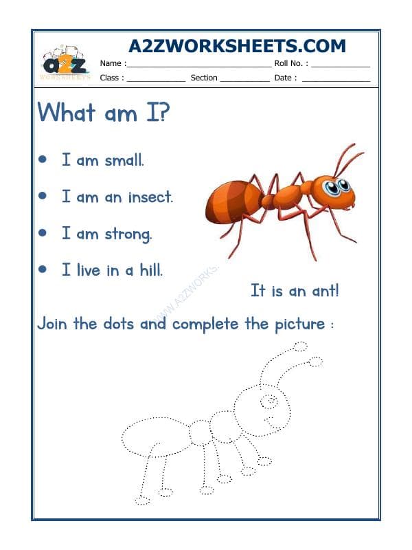 A2ZWorksheets:English-Recognition-Flash Card - Ant