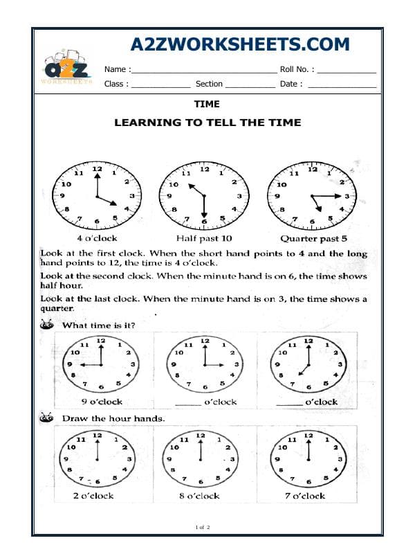 A2ZWorksheets:Maths-Measurement-Time