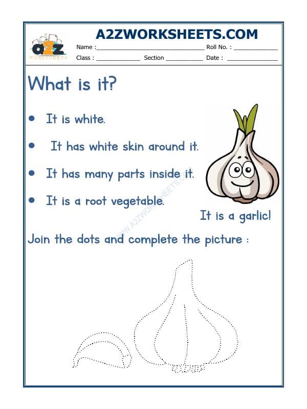 A2ZWorksheets:English-Recognition-Flash Card-Garlic
