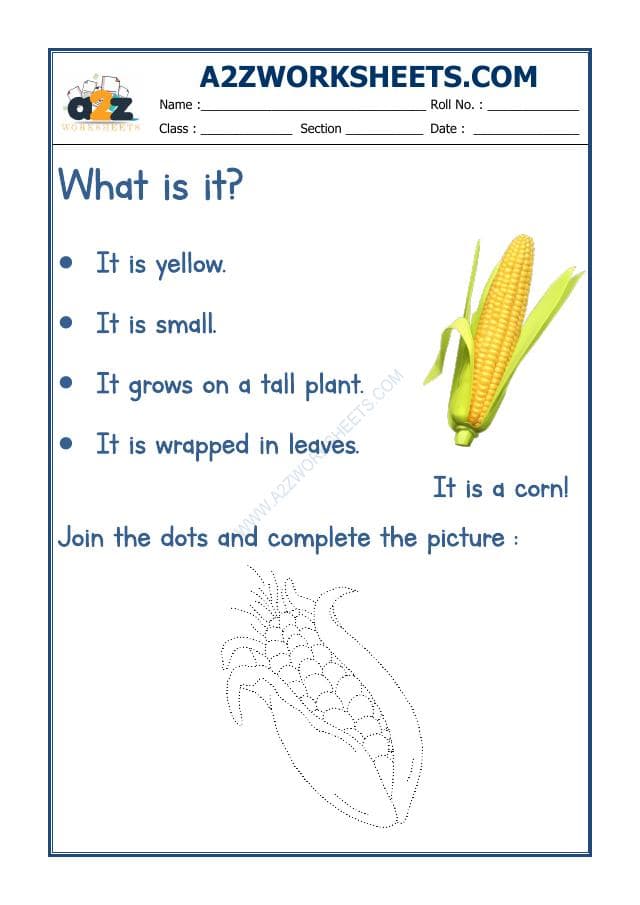 A2ZWorksheets:English-Recognition-Flash Card - Corn