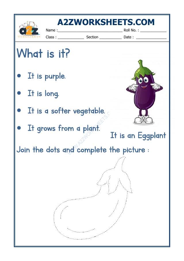 A2ZWorksheets:English-Recognition-Flash Card-Egg Plant