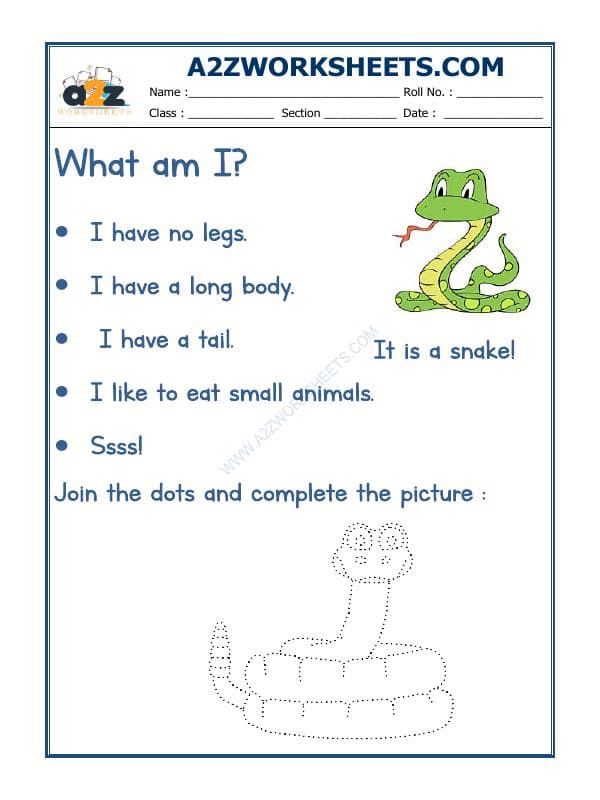 A2ZWorksheets:English-Recognition-Flash Card-Snake