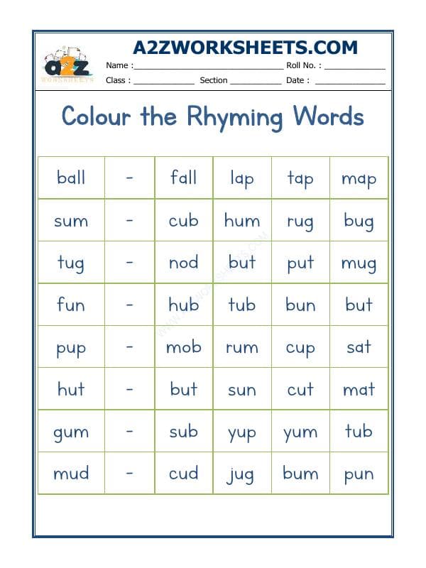 A2ZWorksheets:English-Reading-Rhyming Word-04