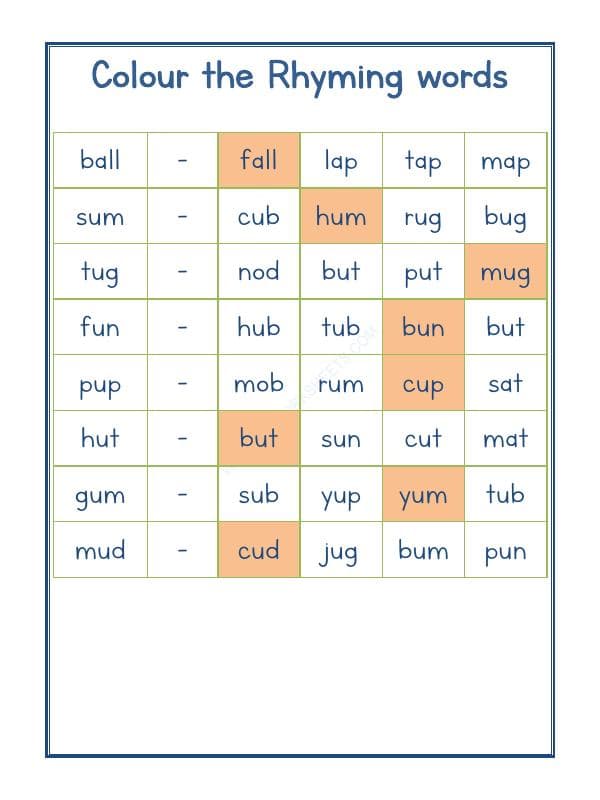 A2ZWorksheets:English-Reading-Rhyming Word-04