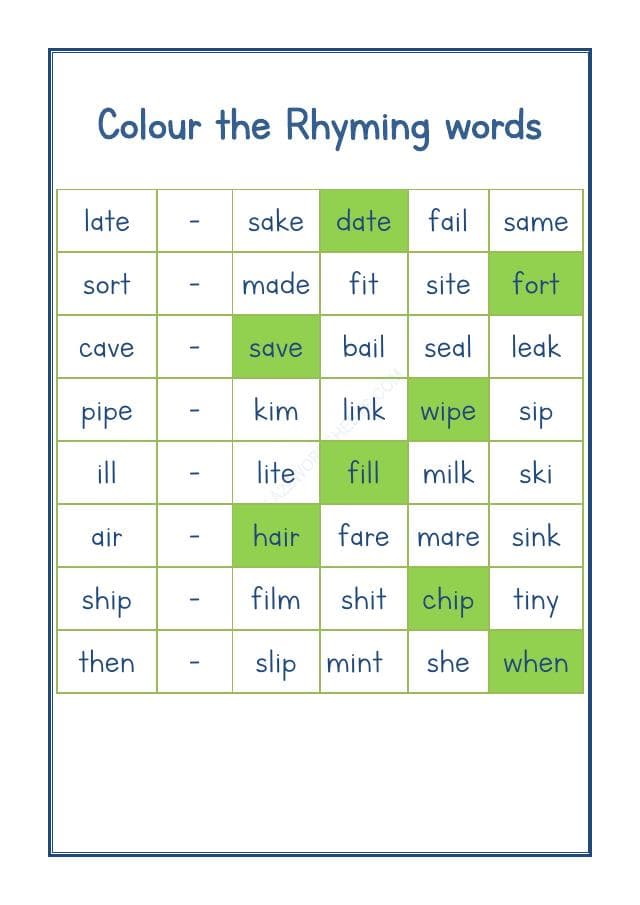 A2ZWorksheets:English-Reading-Rhyming Word-06