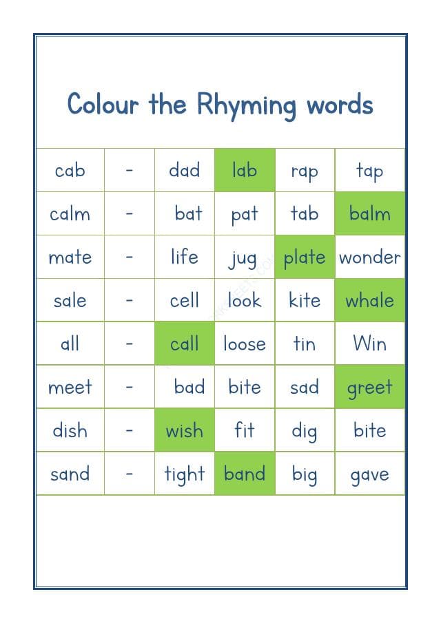 A2ZWorksheets:English-Reading-Rhyming Word-07