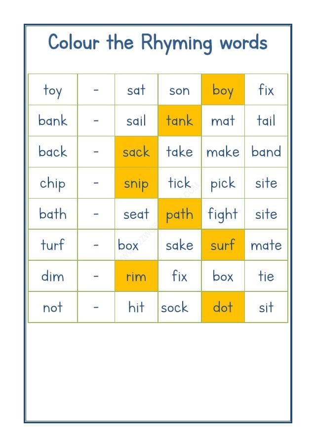 A2ZWorksheets:English-Reading-Rhyming Word-09