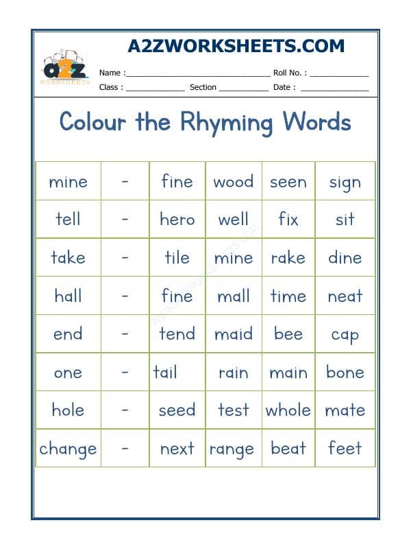 A2ZWorksheets:English-Reading-Rhyming Word-11