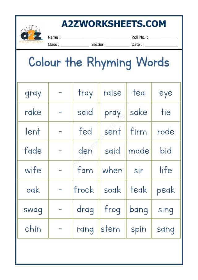 A2ZWorksheets:English-Reading-Rhyming Word-13