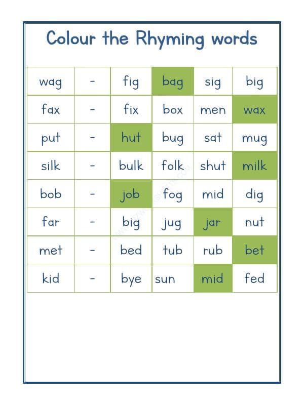 A2ZWorksheets:English-Reading-Rhyming Word-14
