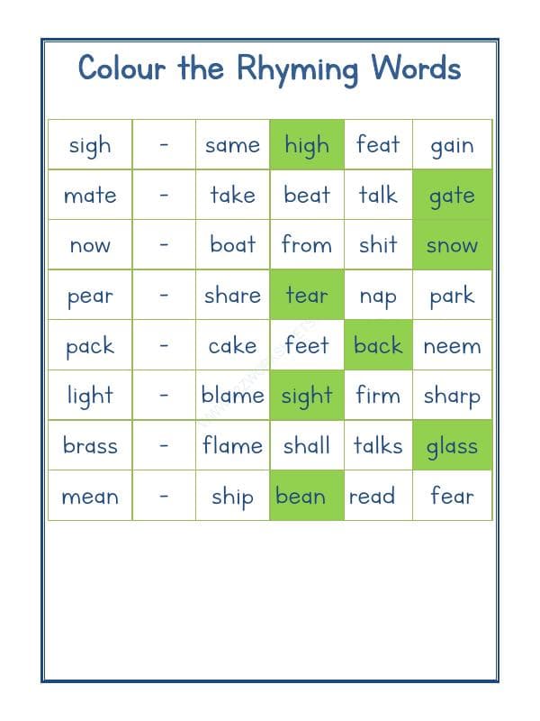 A2ZWorksheets:English-Reading-Rhyming Word-15