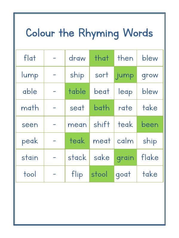 A2ZWorksheets:English-Reading-Rhyming Word-16