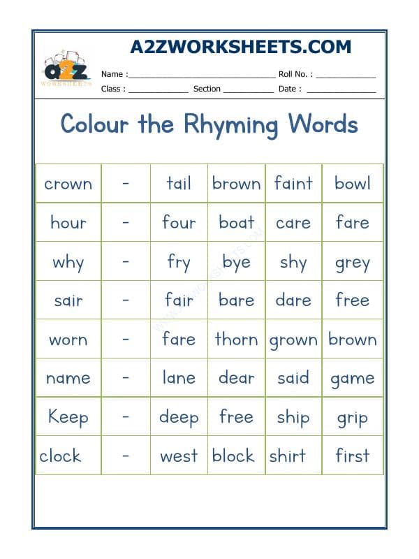 A2ZWorksheets:English-Reading-Rhyming Word-18