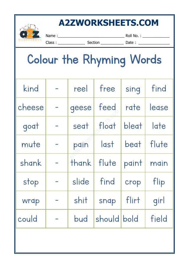A2ZWorksheets:English-Reading-Rhyming Word-19