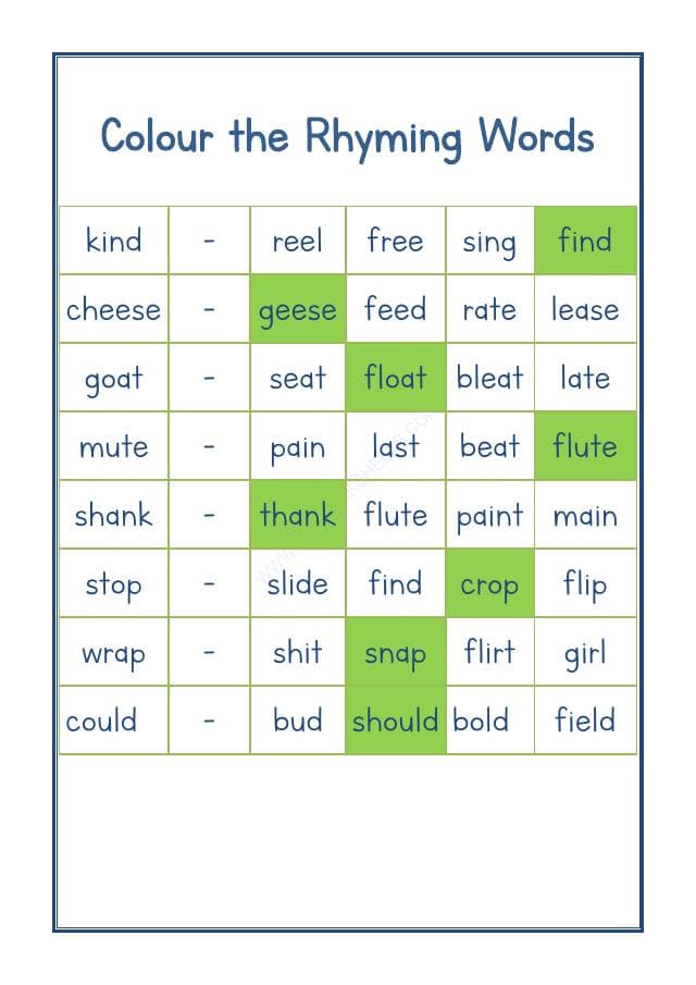 A2ZWorksheets:English-Reading-Rhyming Word-19