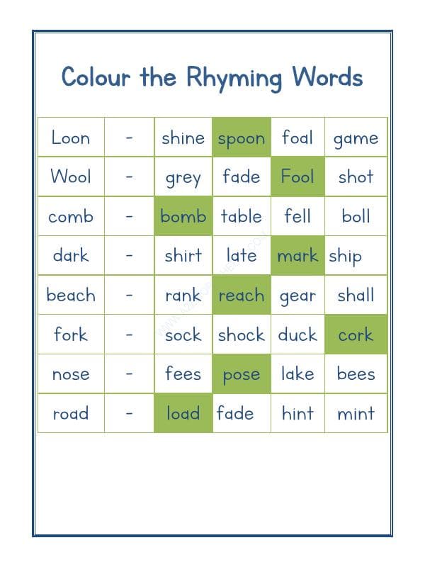 A2ZWorksheets:English-Reading-Rhyming Word - 21