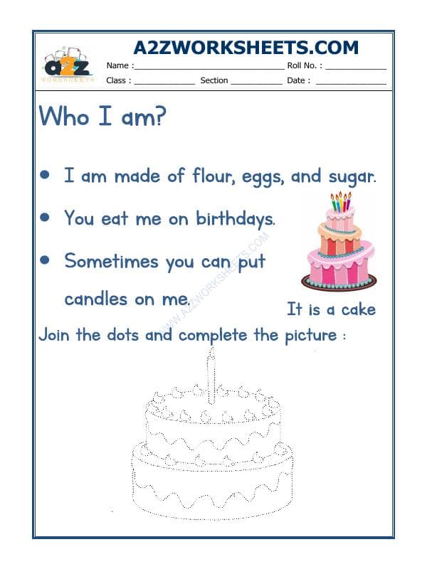 A2ZWorksheets:English-Recognition-Flash Card-Cake