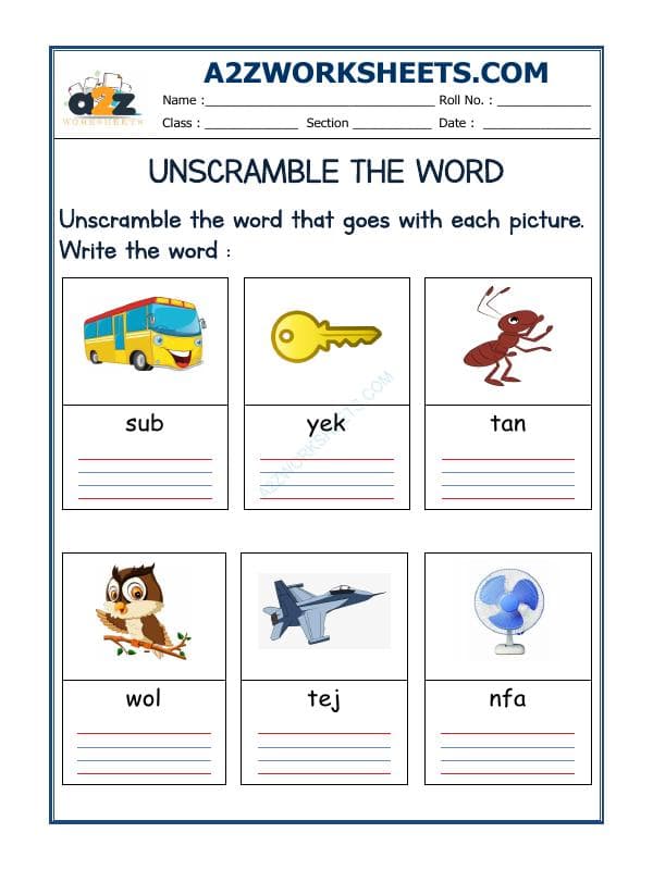A2ZWorksheets:English-Reading-Unscramble The Word-06
