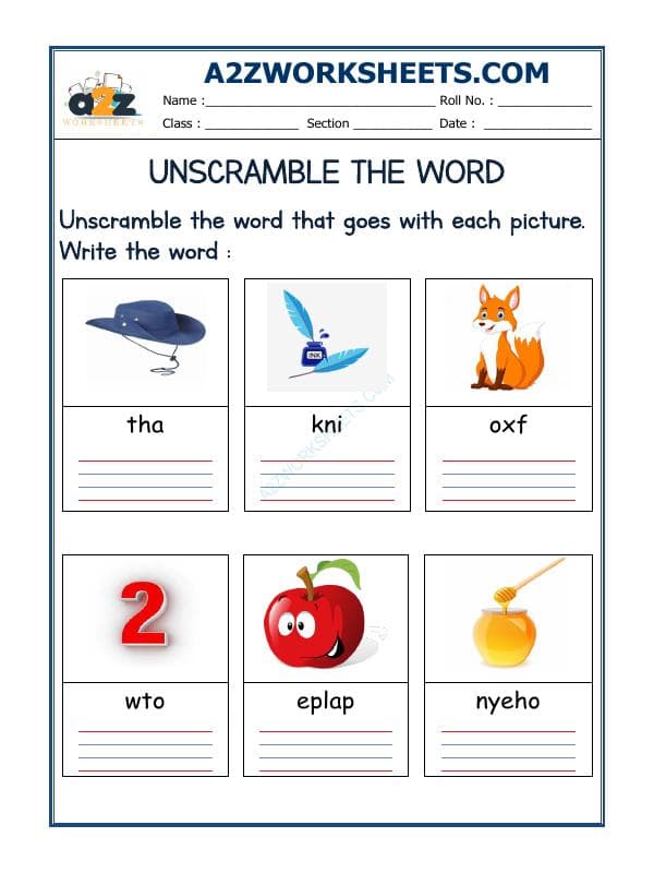 A2ZWorksheets:English-Reading-Unscramble The Word-07
