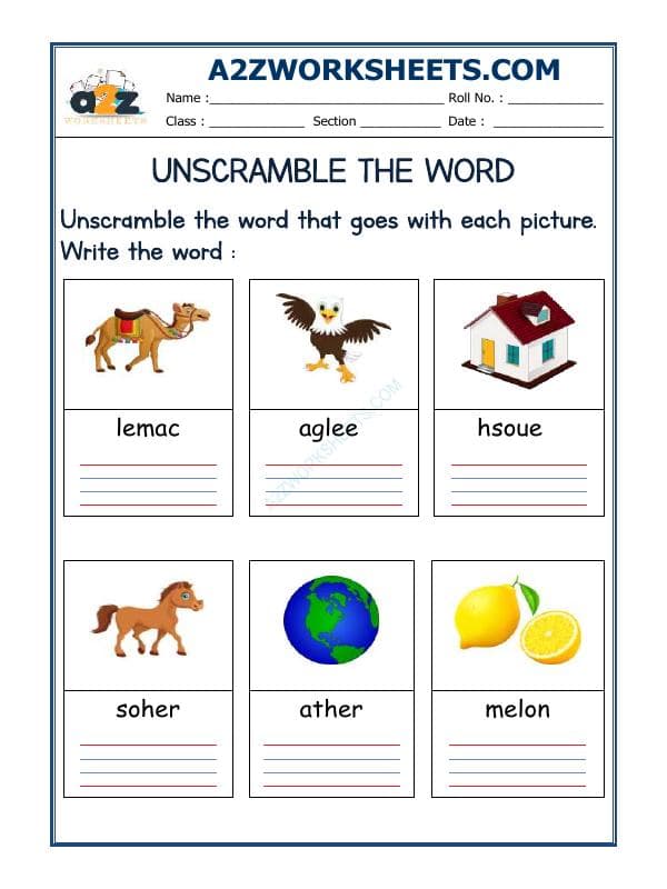 A2ZWorksheets:English-Reading-Unscramble The Word-08